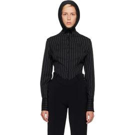 Jean Paul Gaultier Jean Paul Gaultier Black 'The Hooded Striped' Shirt