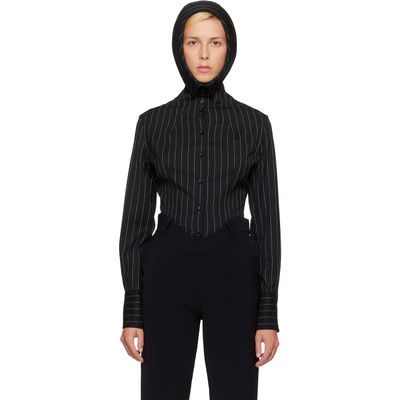 Jean Paul Gaultier Jean Paul Gaultier Black 'The Hooded Striped' Shirt