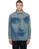 Jean Paul Gaultier Jean Paul Gaultier Blue Face Print Oversized Denim Shirt - 1