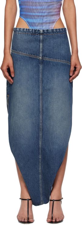 Jean Paul Gaultier Jean Paul Gaultier Blue Internal Belt & Zipped Opening Denim Maxi Skirt