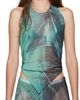Jean Paul Gaultier Jean Paul Gaultier Blue Mesh Scarf Printed Water Top - 1