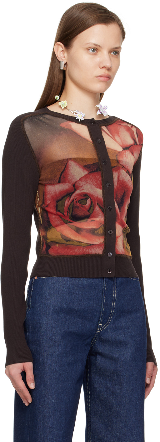 Jean Paul Gaultier - Brown & Green Roses Cardigan
