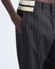 Jean Paul Gaultier Jean Paul Gaultier Exposed Waistband Pinstriped Wide Leg Trousers - 5