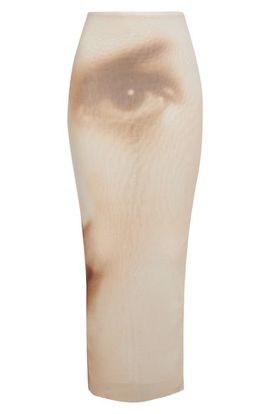 Jean Paul Gaultier Jean Paul Gaultier Face Print Mesh Skirt