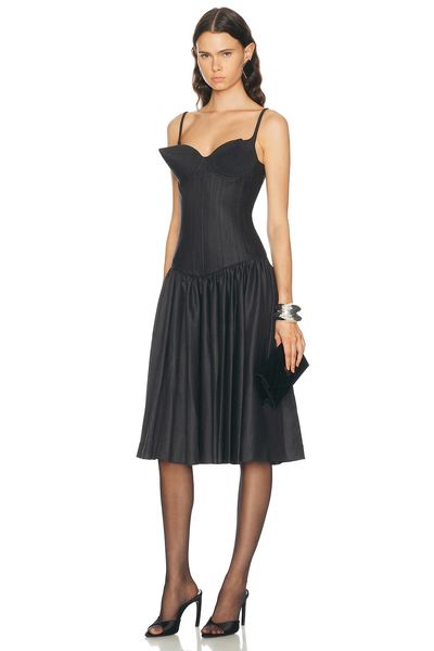 Jean Paul Gaultier Jean Paul Gaultier Flat Conic Cup Detail Midi Dress