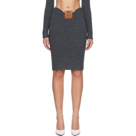 Jean Paul Gaultier Jean Paul Gaultier Gray Mix Wool Rib Midi Skirt