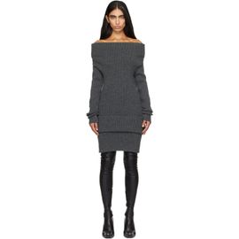 Jean Paul Gaultier Jean Paul Gaultier Gray Rib-Knit Wool Minidress