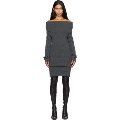 Jean Paul Gaultier Jean Paul Gaultier Gray Rib-Knit Wool Minidress