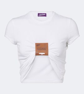 Jean Paul Gaultier Jean Paul Gaultier Leather-trimmed cropped T-shirt