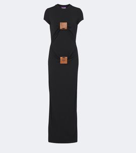 Jean Paul Gaultier Jean Paul Gaultier Leather-trimmed jersey maxi dress