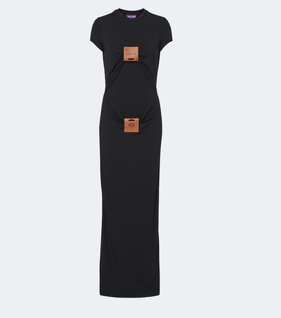 Jean Paul Gaultier Jean Paul Gaultier Leather-trimmed jersey maxi dress