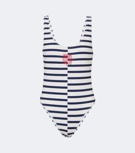 Jean Paul Gaultier Jean Paul Gaultier Logo striped swimsuit