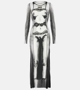 Jean Paul Gaultier Jean Paul Gaultier Marinière striped mesh maxi dress