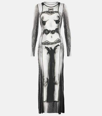 Jean Paul Gaultier Jean Paul Gaultier Marinière striped mesh maxi dress