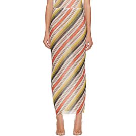 Jean Paul Gaultier Jean Paul Gaultier Multicolor Mesh Printed Retro Stripe Maxi Skirt