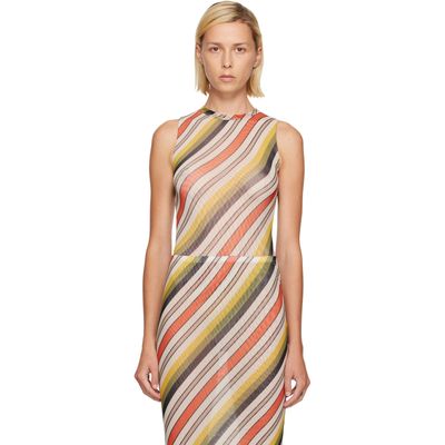 Jean Paul Gaultier Jean Paul Gaultier Multicolor Mesh Tank Top Printed Retro Stripe Bodysuit