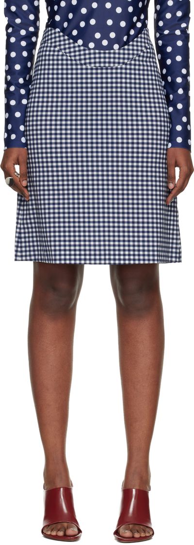 Jean Paul Gaultier Jean Paul Gaultier Navy & White 'The Curved' Midi Skirt