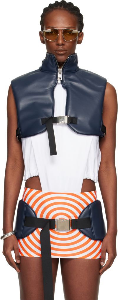 Jean Paul Gaultier Navy Backpack Leather Vest