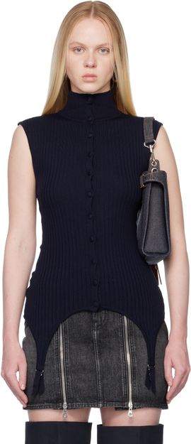 Jean Paul Gaultier Jean Paul Gaultier Navy 'The Garter Waistcoat' Sweater Vest