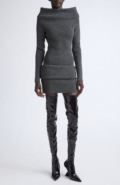 Jean Paul Gaultier Jean Paul Gaultier Off the Shoulder Rib Wool Minidress