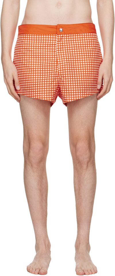 Jean Paul Gaultier Jean Paul Gaultier Orange Gingham Swim Shorts