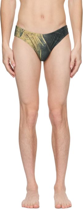 Jean Paul Gaultier Jean Paul Gaultier SSENSE Exclusive Navy & Yellow Body Printed Water Swim Briefs