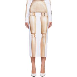 Jean Paul Gaultier Jean Paul Gaultier White & Beige 'The Wooden Body' Midi Skirt