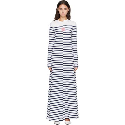 Jean Paul Gaultier Jean Paul Gaultier White & Navy 'The JPG Long Marinière' Maxi Dress