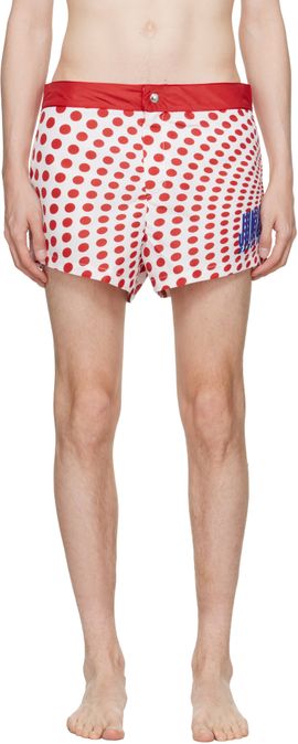 Jean Paul Gaultier Jean Paul Gaultier White & Red 'The Red Polka-Dot Swimming' Shorts