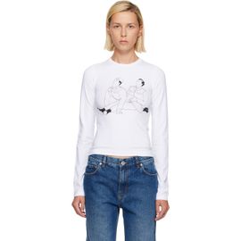 Jean Paul Gaultier Jean Paul Gaultier White Stretch Cotton Jersey Long Sleeves Kamasutra T-shirt
