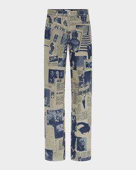Jean Paul Gaultier Newspaper-Print Straight-Leg Jeans