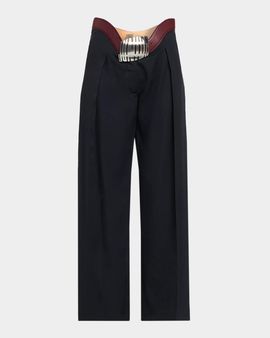 Jean Paul Gaultier The Curved Belt Wide-Leg Suit Pants