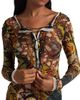 Jean Paul Gaultier Women's Butterfly-Print Long-Sleeve Mesh Top - 6