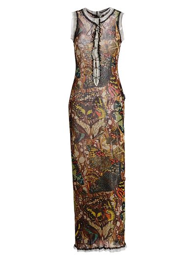 Jean Paul Gaultier Women's Butterfly-Print Sleeveless Mesh Maxi Dress