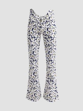 Jean Paul Gaultier Women's Flower Print Curved Flared Jeans