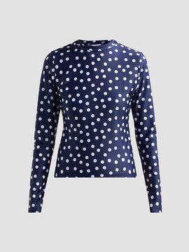 Jean Paul Gaultier Women's Polka Dot Stretch-Jersey Crewneck Top