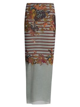 Jean Paul Gaultier Women's Printed Knit Mesh Maxi Skirt
