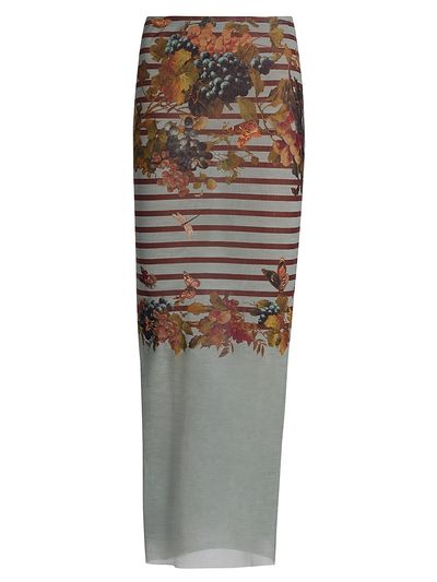 Jean Paul Gaultier Women's Printed Knit Mesh Maxi Skirt