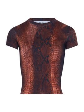 Jean Paul Gaultier Women's Python Print Rib-Knit Stretch-Cotton T-Shirt