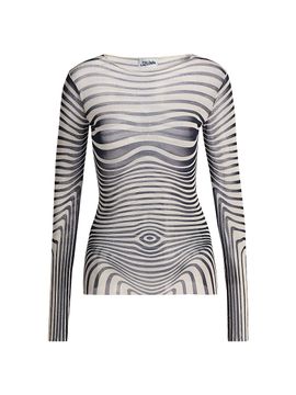 Jean Paul Gaultier Women's Striped Long-Sleeve Knit Top