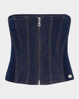 Jean Paul Gaultier Zip-Front Denim Corset