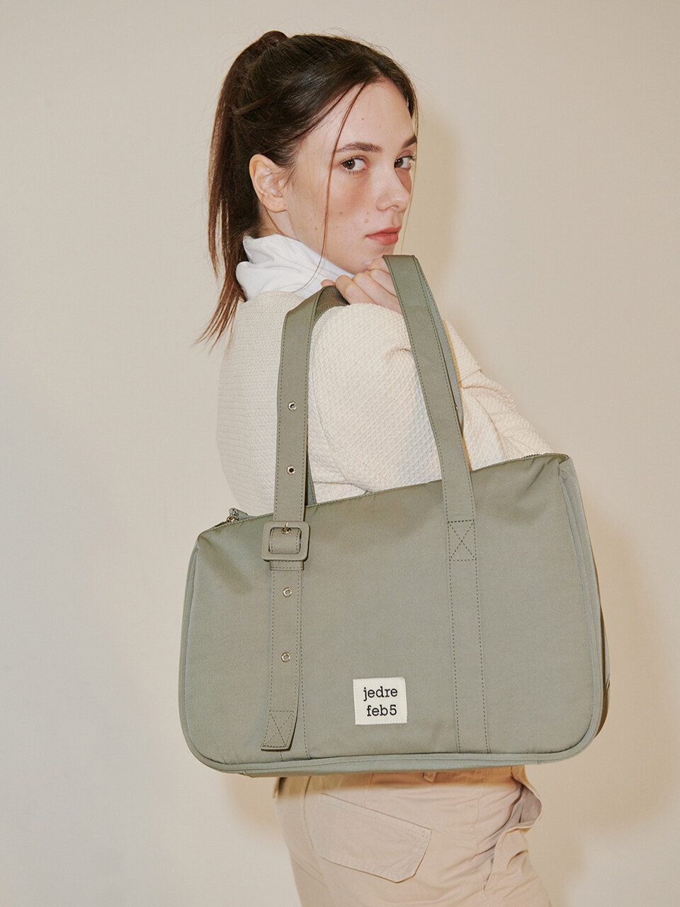 JEDREFEB5 Slant Large Shoulder Bag_Khaki