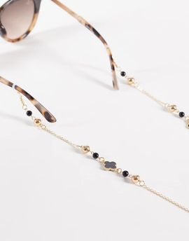 Jeepers Peepers Jeepers Peepers clover pendant sunglasses chain in gold and black