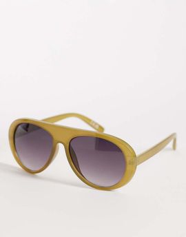 Jeepers Peepers Jeepers Peepers flat top round sunglasses in olive green