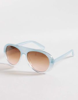 Jeepers Peepers Jeepers Peepers flat top round sunglasses in pale blue with brown lenses
