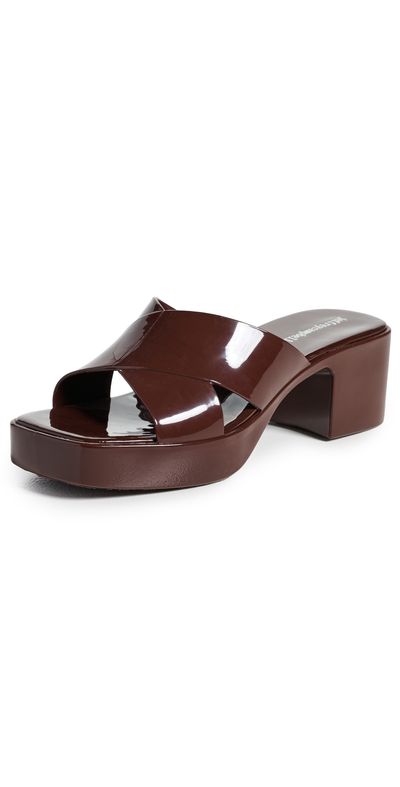 Jeffrey Campbell Jeffrey Campbell Bubblegum Jelly Block Sandals Chocolate Shiny