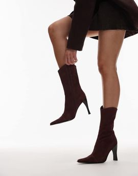 Jeffrey Campbell Jeffrey Campbell mid ankle heeled western boots in brown oil suede