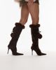 Jeffrey Campbell Jeffrey Campbell pointed toe stiletto knee-high boots with faux fur in brown - 1