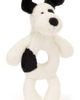 Jellycat Jellycat Bashful Black & Cream Puppy Ring Rattle - 4
