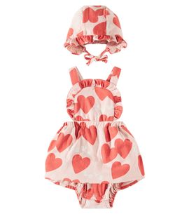 Jellymallow Jellymallow Baby Love Frill cotton dress and bonnet set